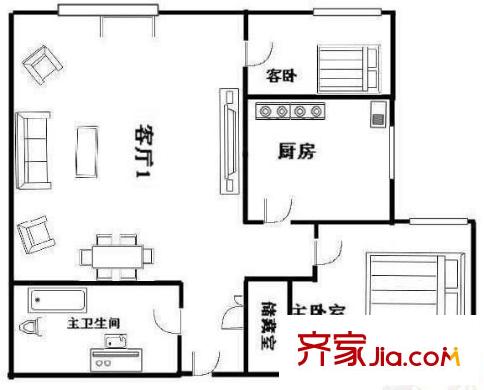 金順佳苑戶型圖戶型圖 2室1廳1衛(wèi)1廚