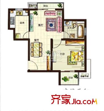 嘉城户型图户型图1 1室2厅1卫1厨