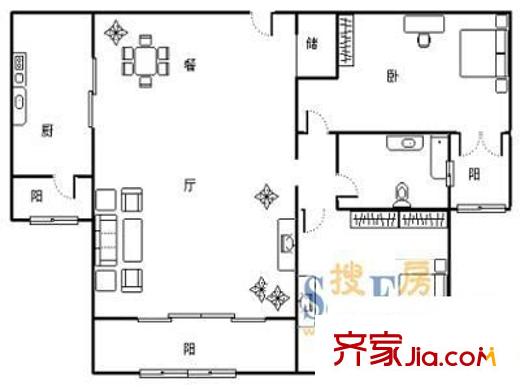張江湯臣豪園一期 3室 戶型圖