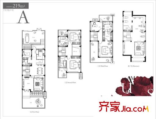 綠地上河院戶型圖房型A 4室5廳4衛(wèi)1廚