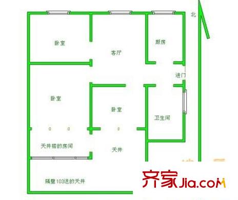 蓮中路255弄小區(qū)戶型圖戶型圖 3室1廳1衛(wèi)1廚