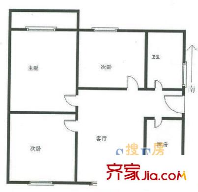 蓮中路255弄小區(qū)戶型圖戶型圖 3室1廳1衛(wèi)1廚