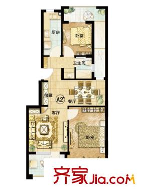 保利茉莉公馆户型图A2’户型 2室2厅1卫1厨