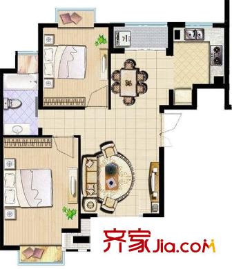 江南清漪園戶型圖戶型圖 2室2廳1衛(wèi)1廚