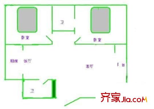 江南清漪園戶型圖戶型圖 2室2廳1衛(wèi)1廚