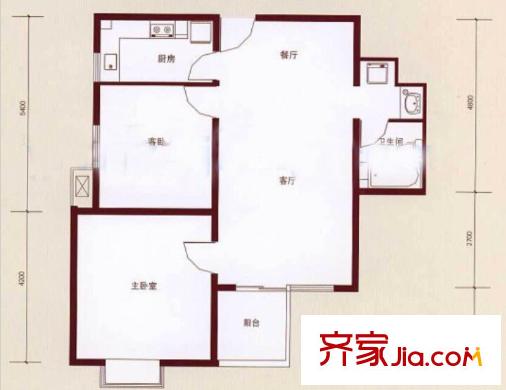 金汇花园一街坊户型图 户型图 2室2厅1卫1厨