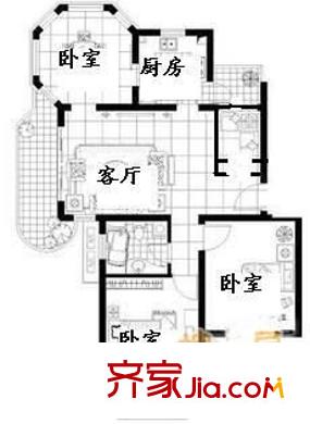大華錦繡華城第19街區(qū) 2室 戶型圖