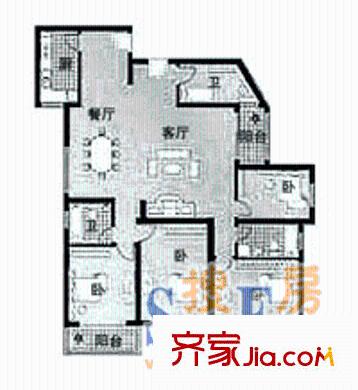 日月星辰户型图4室2厅2卫1厨