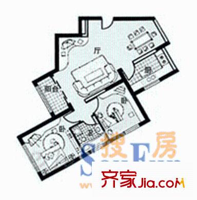 日月星辰户型图2室1厅1卫1厨