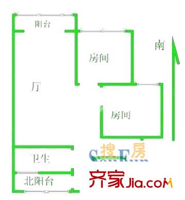 紫翠新行苑戶型圖上海 紫翠苑2室 戶型圖 2室1廳1衛(wèi)1廚