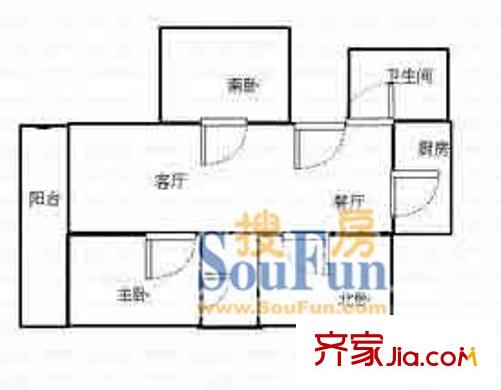 翔川家園戶型圖戶型圖 3室2廳1衛(wèi)1廚