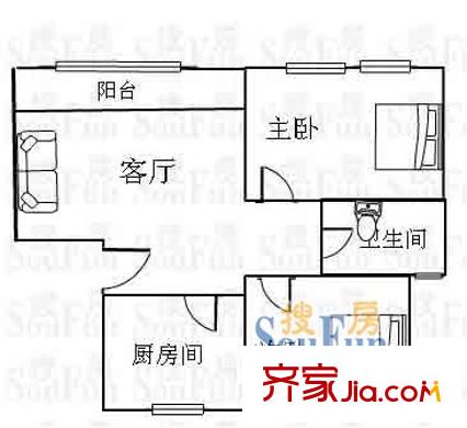 翔川家園戶型圖戶型圖 2室1廳1衛(wèi)1廚