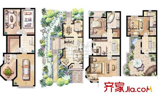 浦發(fā)博園別墅戶型圖戶型圖 1室1廳1衛(wèi)1廚