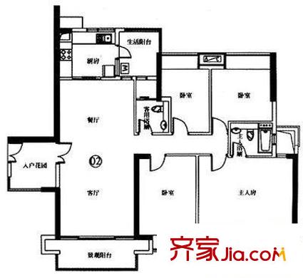 控江一村户型图户型图 4室2厅2卫1厨