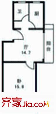控江一村户型图1室1厅1卫1厨