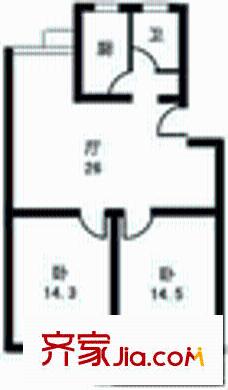 控江一村户型图2室1厅1卫1厨
