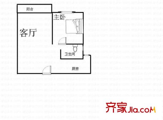 龙麒苑户型图户型图 1室1厅1卫1厨