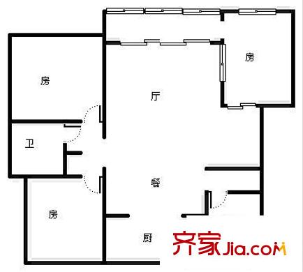 天鵝泉公寓戶型圖 戶型圖 4室2廳1衛(wèi)1廚