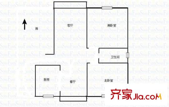高行綠洲五期戶型圖戶型圖 2室1廳1衛(wèi)1廚