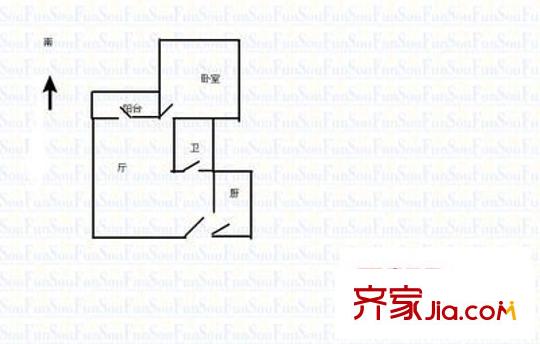 南新西園戶型圖戶型圖 1室1廳1衛(wèi)1廚