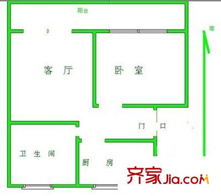 鵬宏苑 1室 戶型圖