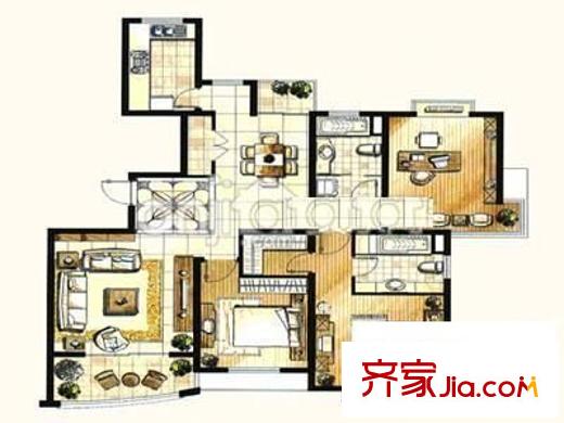 城市藝術(shù)季戶(hù)型圖戶(hù)型圖 3室2廳2衛(wèi)1廚