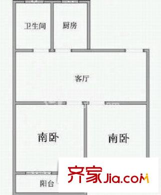聯(lián)勤小區(qū)戶型圖戶型圖 2室2廳1衛(wèi)1廚