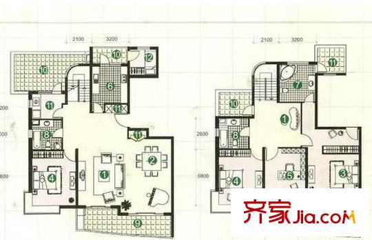 第九城市二期戶型圖戶型圖 5室3廳3衛(wèi)1廚