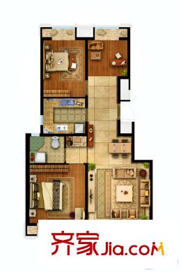 東亞啟航公館A戶型 3室2廳1衛(wèi)1廚