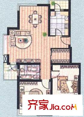 公园养生豪庭户型图户型图 2室2厅1卫1厨