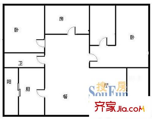 申金大廈公寓戶型圖上海 申金大廈 戶型圖 3室2廳2衛(wèi)1廚