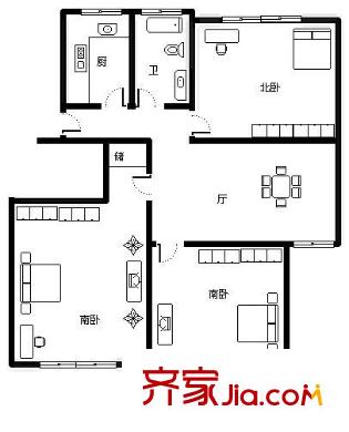 云二小區(qū)戶型圖戶型圖 3室1廳1衛(wèi)1廚