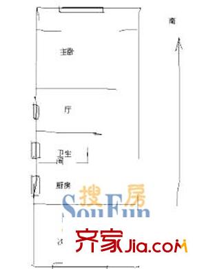 上海 塘東小區(qū)2室 戶型圖