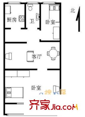 上海 塘東小區(qū)2室 戶型圖