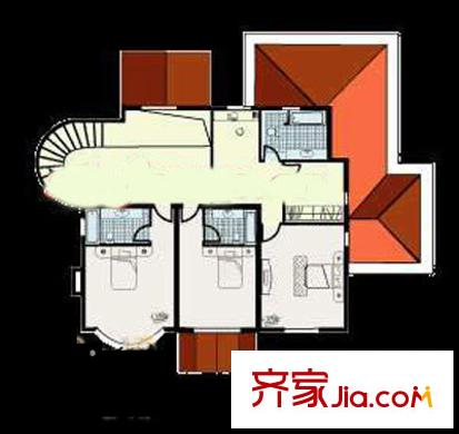 東源麗晶別墅戶型圖L2-55戶型二層 3室3衛(wèi)