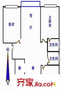 明珠花苑 3室 戶型圖