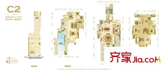 仁恒怡庭公寓户型图C2户型图 1室1厅1卫1厨