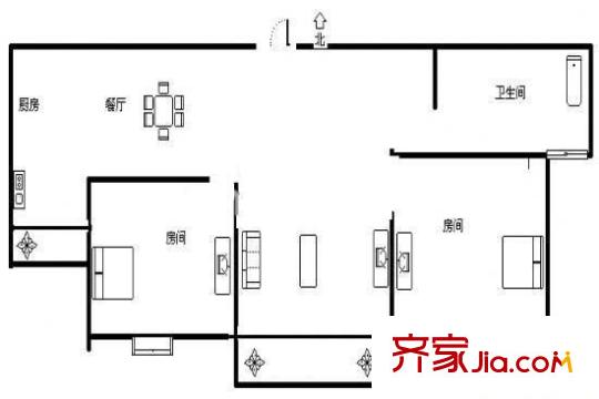 文宝苑户型图户型图 2室2厅1卫1厨