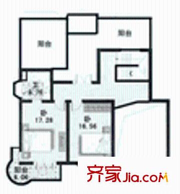 龙柏西郊公寓户型图4室2厅2卫1厨