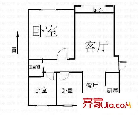 文宝苑户型图户型图 3室2厅2卫1厨