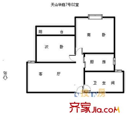天山华庭7号02室房型图