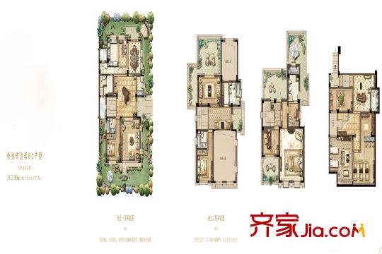 晶苑四季御庭四期H2户型 3室4厅3卫1厨