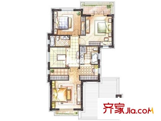 東郊紫園A戶型2層 3室2衛(wèi)