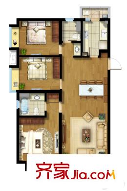東原逸墅C戶型 3室2廳2衛(wèi)1廚