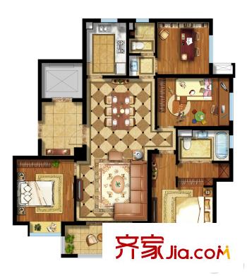 東原逸墅D戶型 4室2廳2衛(wèi)1廚