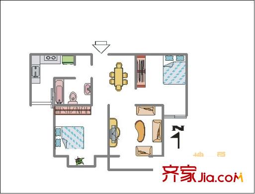 上海 凯润金城 2室 户型图