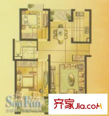 丽景花园户型图户型图 2室2厅1卫
