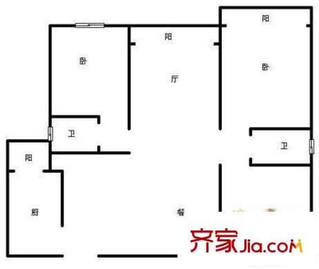 鵬欣家園戶型圖 戶型圖 3室2廳2衛(wèi)1廚