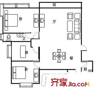 绿洲湖畔花园 4室 户型图