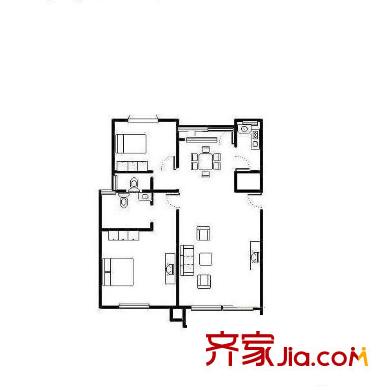 怡東花園二期 2室 戶型圖